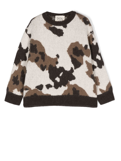 Douuod Wool-blend Abstract-print Jumper In 中性色
