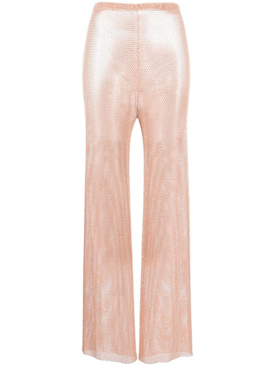 Santa Brands Sheer Rhinestone-embellished Trousers In Pink