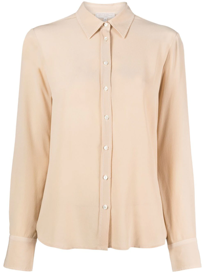 Antonelli Cesar Long-sleeve Silk Shirt In Beige