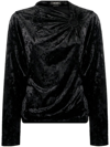 Isabel Marant Gudellia Puff-sleeve Velvet Top In 黑色