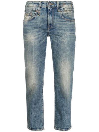 R13 Faded Cropped Jeans In Blue