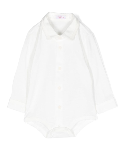 Il Gufo Babies' 长袖连体设计衬衫 In White