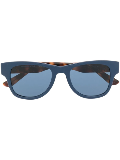 Karl Lagerfeld Square-frame Tortoiseshell-effect Sunglasses In 蓝色