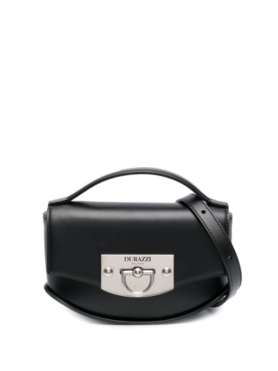 Durazzi Milano Flip-lock Leather Shoulder Bag In 黑色