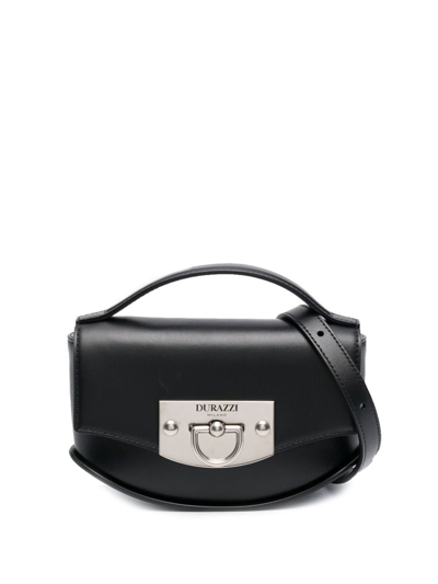 Durazzi Milano Flip-lock Leather Shoulder Bag In Black