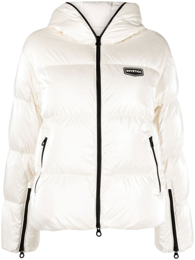 Duvetica Bagnera Down Jacket In Bright Nylon Cream Color In White