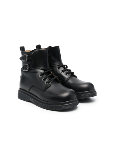 Gallucci Lace-up Leather Ankle Boots In Black