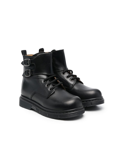Gallucci Kids' Lace-up Leather Ankle Boots In Black