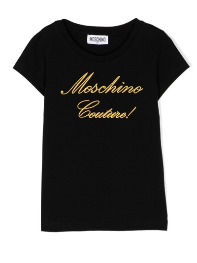 Moschino Embroidered-logo Detail T-shirt In 蓝色