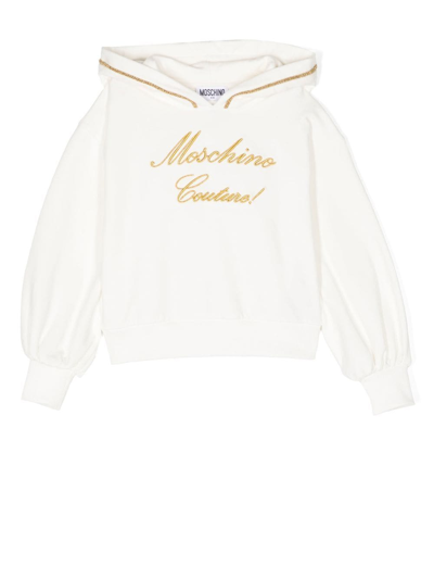 Moschino Embroidered-logo Hoodie In 白色