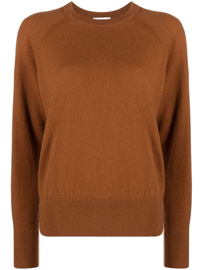 Vince Cashmere-blend Long-sleeved Jumper In Brown