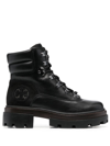 Tory Burch Lug Miller Leather Boots In 黑色