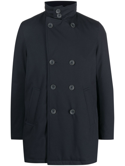 Herno Quilted Double-breasted Coat In 蓝色
