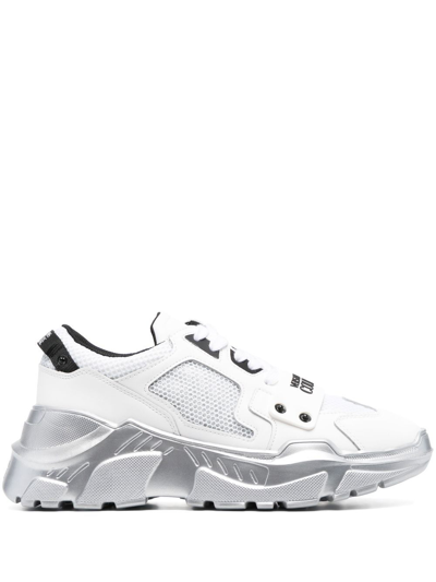 Versace Jeans Couture Speedtrack Logo-print Low-top Sneakers In White,silver