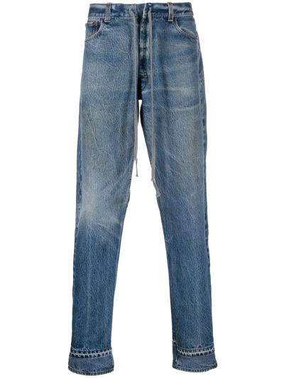 Greg Lauren Straight Leg Jeans In Blu