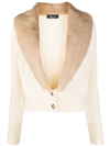 BLUMARINE KNITTED FUR-COLLAR CARDIGAN