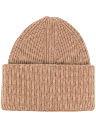 Laneus Cashmere Ribbed-knit Beanie In Neutrals