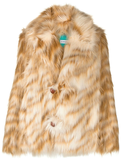 Alabama Muse Reed Faux Fur Jacket In White,brown
