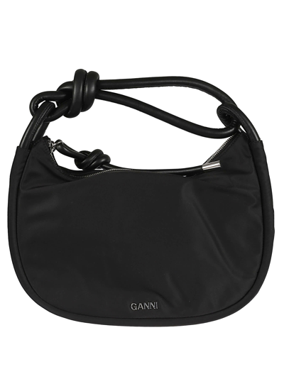 Ganni Knot Shoulder Bag In Black