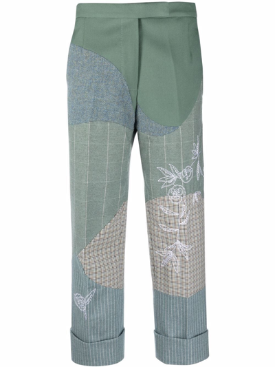 Thom Browne Patchwork Cropped Trousers In Green