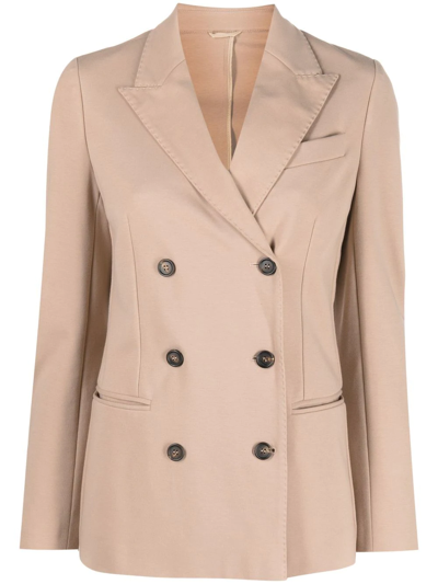 Brunello Cucinelli Double-breasted Button Blazer In Nude
