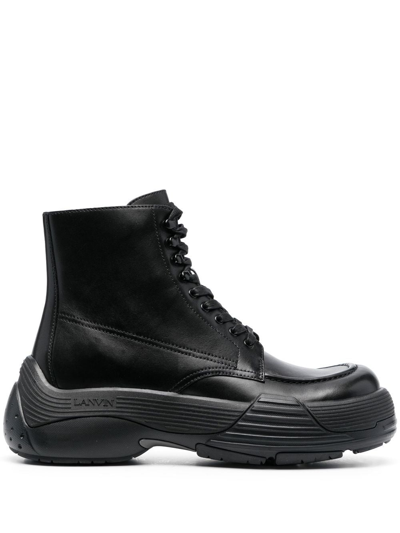 Lanvin Chunky Lace-up Boots In Black