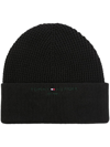 TOMMY HILFIGER EMBROIDERED-LOGO RIBBED BEANIE