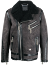Philipp Plein Faux-shearling Suede Biker Jacket In Black