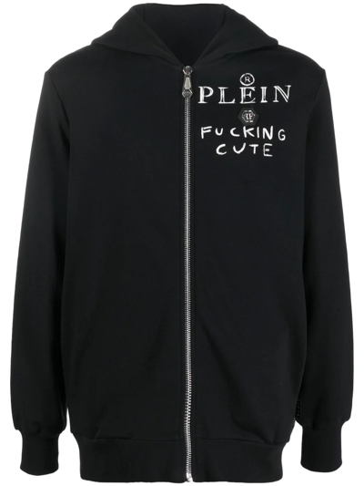 Philipp Plein Teddy Bear Print Logo Hoodie In Black