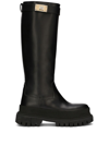 DOLCE & GABBANA LOGO-STRAP KNEE-LENGTH LEATHER BOOTS