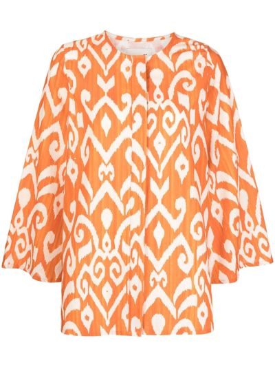 Bambah Linden Geometric-print Blouse In Orange