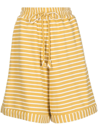 Bambah Striped Wide-leg Shorts In Yellow