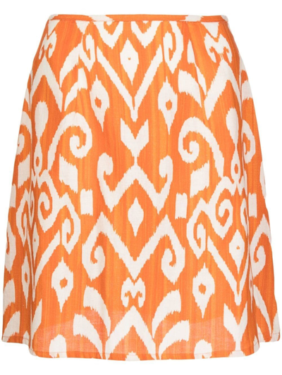 Bambah Geometric Mini Skirt In Orange