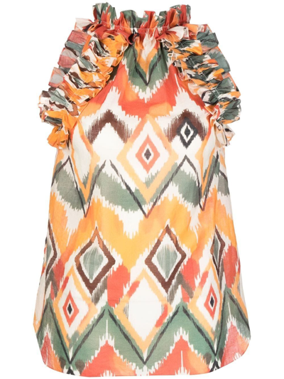 Bambah Argentina Geometric Sleeveless Top In Multicolour