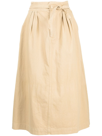 Sea Therese Cotton-canvas Midi Skirt In Cream