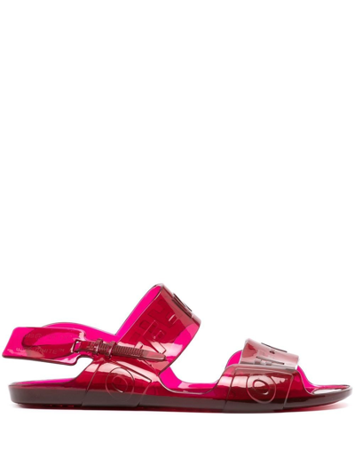Off-white Debossed-logo Slingback Sandals In Rot
