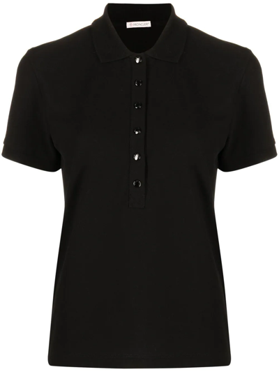 Moncler Logo-patch Cotton Polo Top In Black  