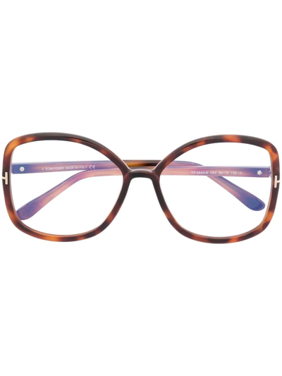 Tom Ford Ft5845b Oversize-frame Glasses In Braun