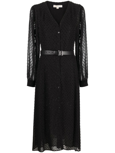 Michael Michael Kors Polka-dot Tulle Midi Dress In Black