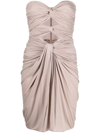 Saint Laurent Crepe Jersey Cut-out Mini Dress In Neutrals