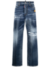 DSQUARED2 RIPPED-DETAIL STRAIGHT-LEG JEANS