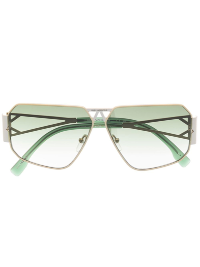Karl Lagerfeld Rectangle-frame Gradient Sunglasses In Grün