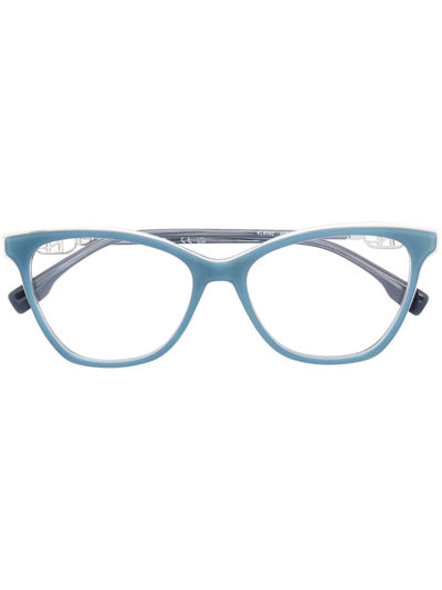 Karl Lagerfeld Logo-plaque Cat-eye Glasses In Blau