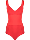 Murmur Transparent-panel Sleeveless Bodysuit In Red