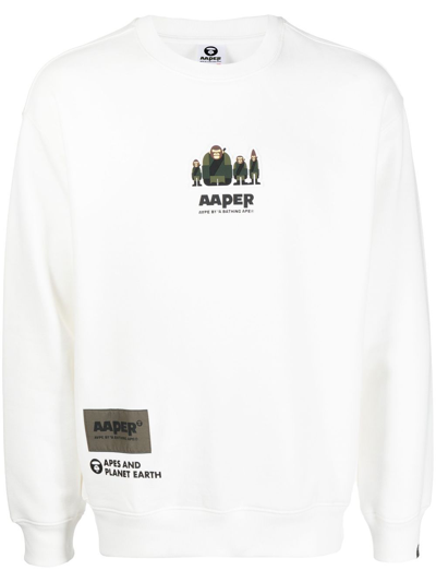 Aape By A Bathing Ape Logo-print Sweatshirt In Weiss