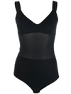 Murmur Transparent-panel Sleeveless Bodysuit In Black