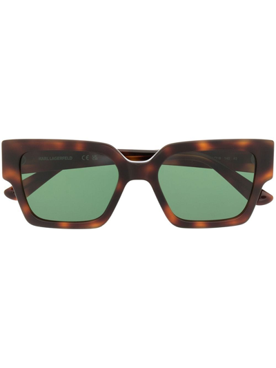 Karl Lagerfeld Logo-print Square-frame Sunglasses In Braun