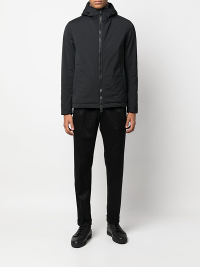 Herno Zip-up Hooded Sports Jacket In Schwarz