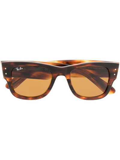Ray Ban Rectangle-frame Sunglasses In Braun