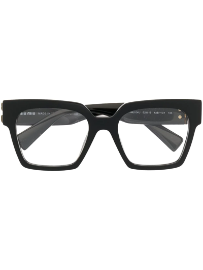 Miu Miu Square Frame Glasses In Schwarz